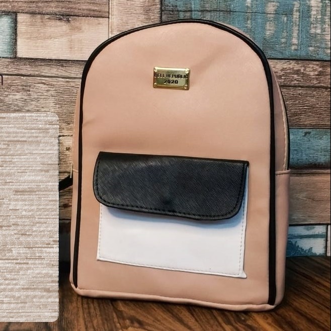 Beige Double Zipper Backpack